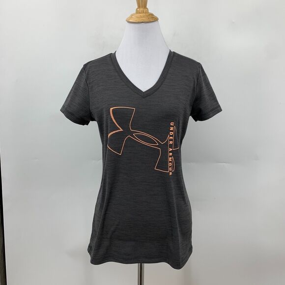 Under Armour T Shirt Womens XS Extra Small Gray V Neck HeatGear Performance Tee - Picture 2 of 10